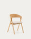 Godia chair in ash veneer with a natural finish and beige chenille