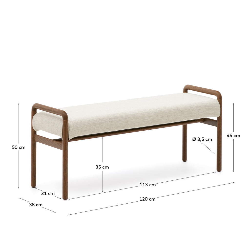 Macaret bench with removable cover solid oak wood with walnut finish 120 cm FSC Mix Credit