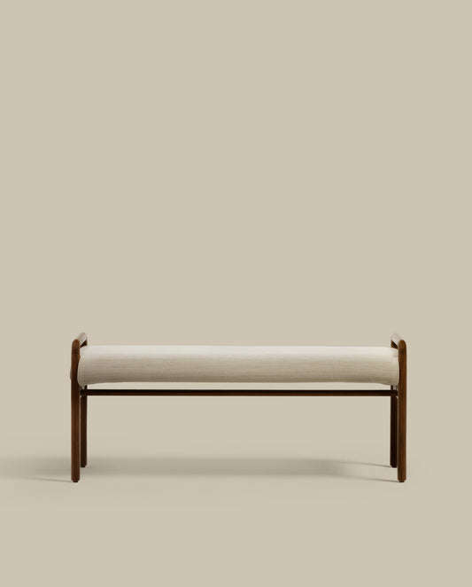 Macaret bench with removable cover solid oak wood with walnut finish 120 cm FSC Mix Credit