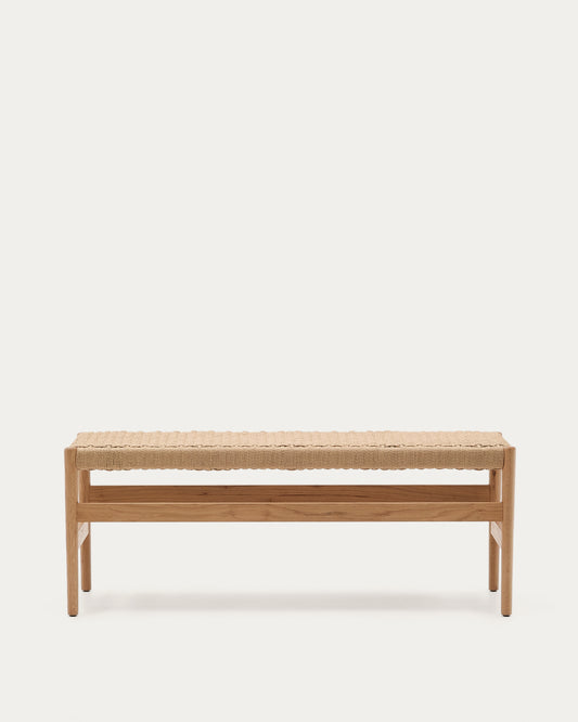 Zaide bench in solid oak wood with natural finish and rope seat, 120 cm, FSC Mix Credit