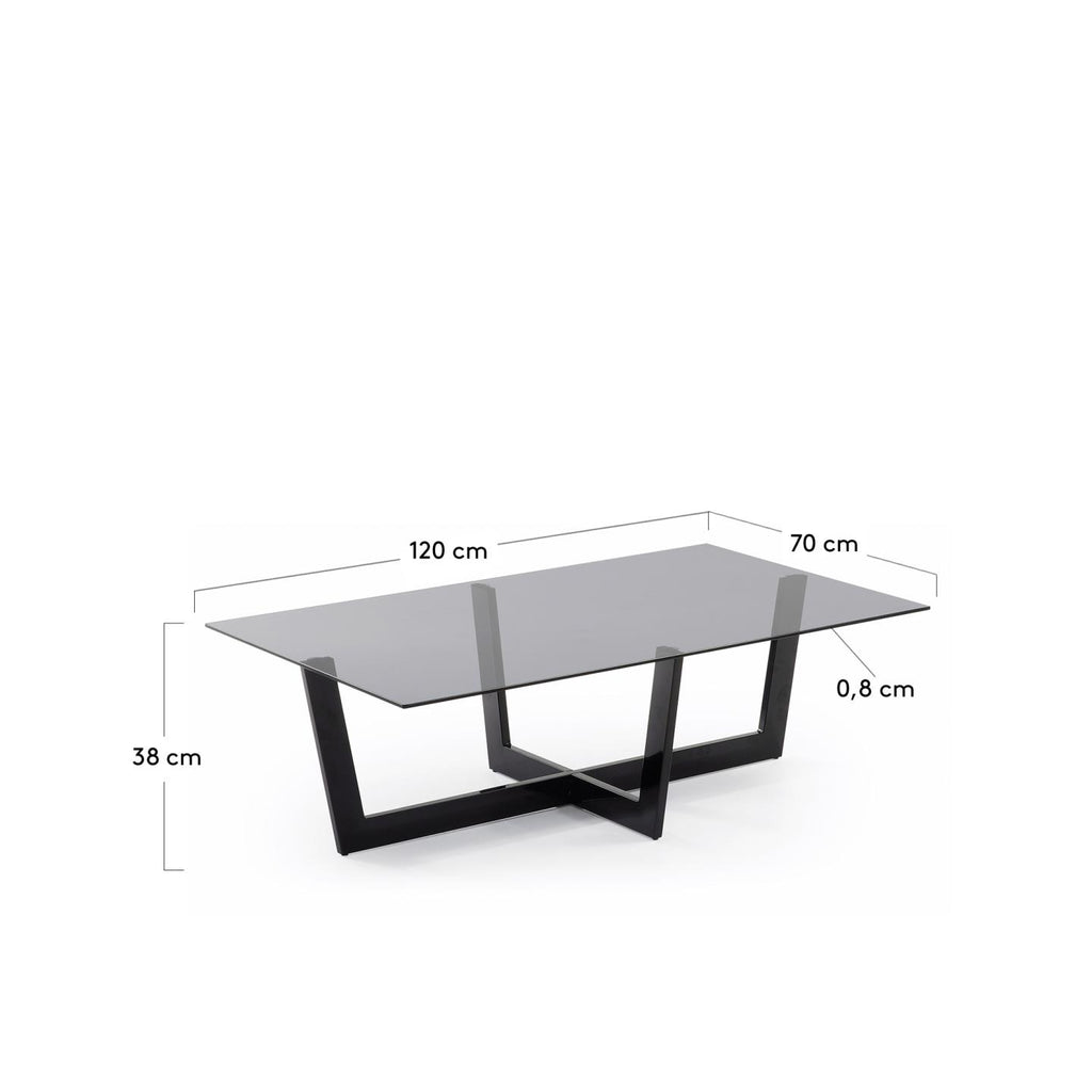 Black glass Plam coffee table 120 x 70 cm