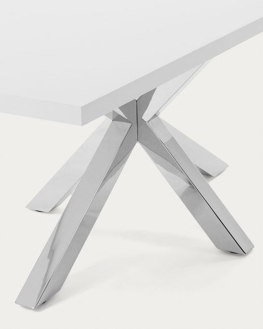 Argo table in melamine with white finish and stainless steel legs, 200 x 100 cm