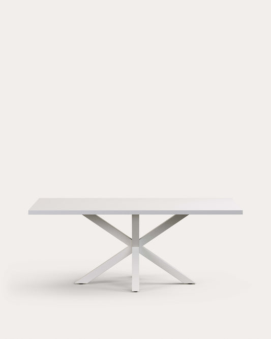 Argo table in melamine with white finish and steel legs with white finish 200 x 100 cm