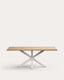 Argo table in melamine with natural finish and steel legs with white finish 200 x 100 cm