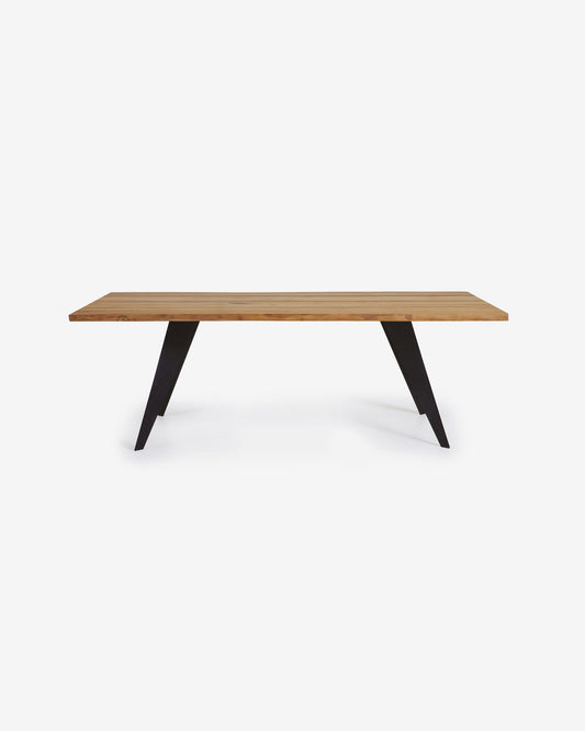 Koda oak veneer table with natural finish and steel legs with black finish 160 x 90 cm