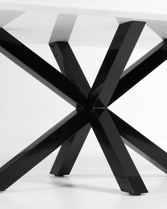 Argo table in melamine with white finish and steel legs with black finish 200 x 100 cm