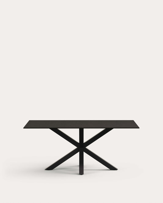 Argo table with black glass and black steel legs 180 x 100 cm