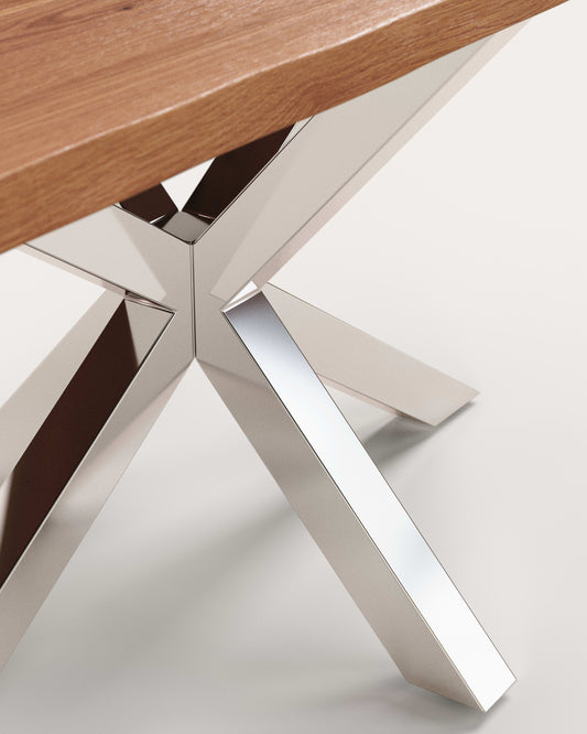 Argo table in oak veneer in a natural finish and stainless-steel legs 160 x 90 cm