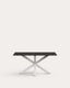 Argo table in frosted black glass and steel legs with black finish 160 x 90 cm