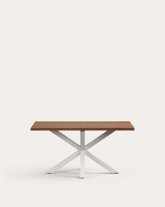 Argo table in aged oak veneer and steel legs in a white finish 160 x 90 cm