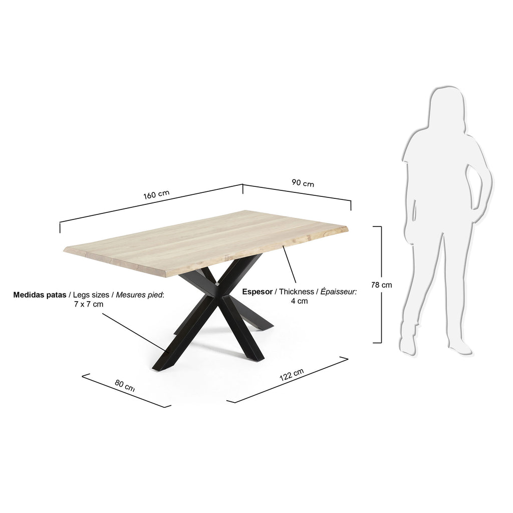 Argo table in whitewashed oak with steel legs with black finish 160 x 90 cm