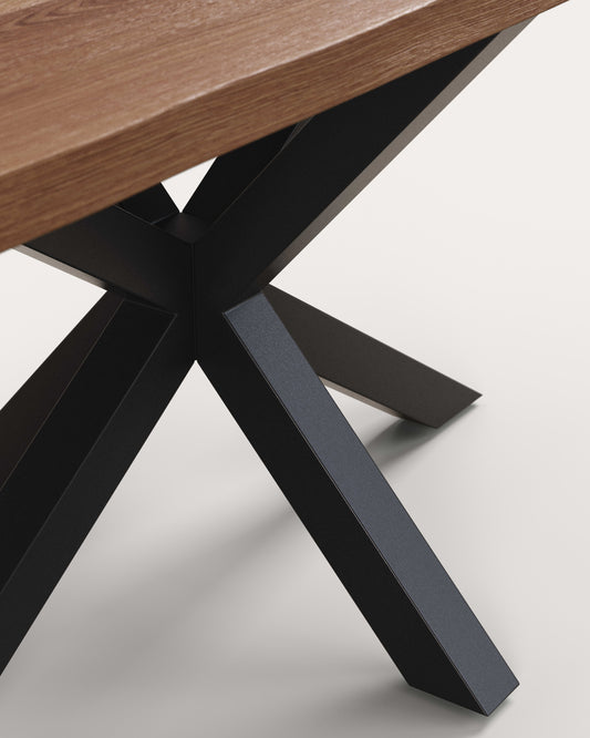 Argo table in aged oak veneer and steel legs in a black finish 160 x 90 cm