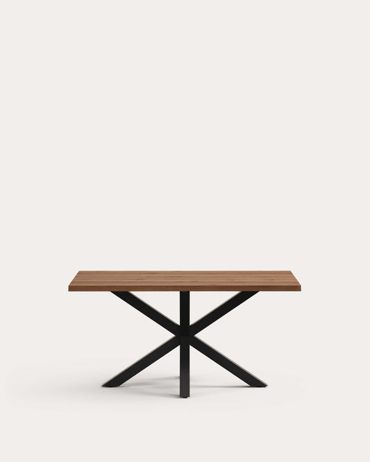 Argo table in aged oak veneer and steel legs in a black finish 160 x 90 cm