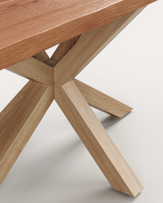 Argo table in oak veneer in a natural finish and wood-effect steel legs 160 x 90 cm