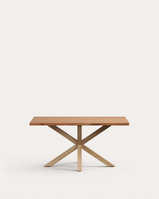 Argo table in oak veneer in a natural finish and wood-effect steel legs 160 x 90 cm