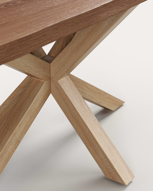 Argo table in aged oak veneer and wood-effect steel legs 160 x 90 cm