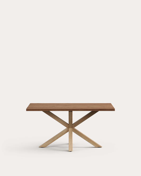 Argo table in aged oak veneer and wood-effect steel legs 160 x 90 cm