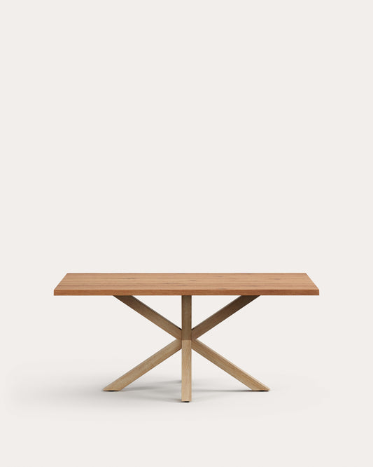 Argo table in oak veneer in a natural finish and wood-effect steel legs 180 x 100 cm