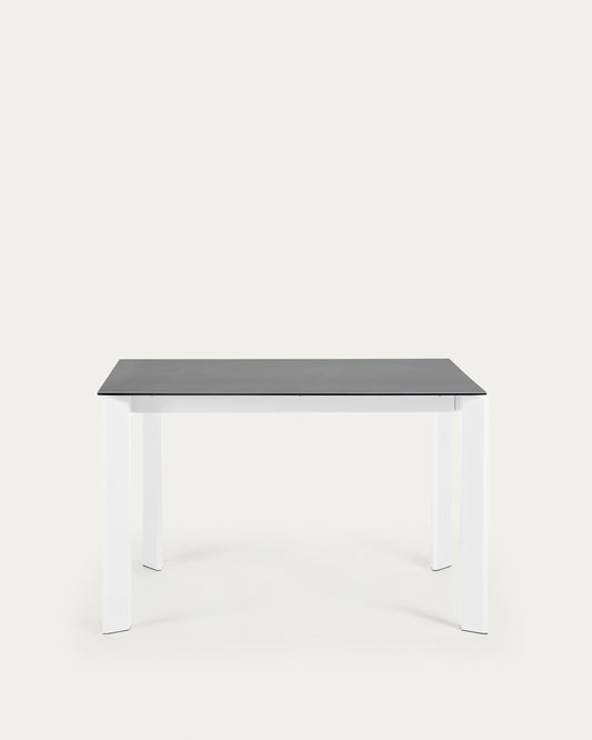 Axis porcelain extendable table in Volcano Rock finish with white steel legs 120 (180) cm