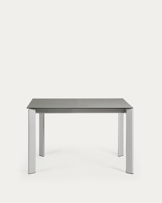 Axis extendable ceramic table with Hydra Plomo finish and grey steel legs 120 (180) cm