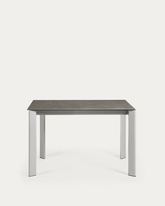 Axis extendable ceramic table with Vulcano Ceniza finish and grey steel legs 120 (180) cm