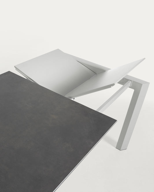 Axis porcelain extendable table in Volcano Rock finish with grey legs 140 (200) cm
