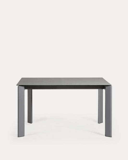 Axis porcelain extendable table in Hydra Lead finish with anthracite steel legs 140(200)cm