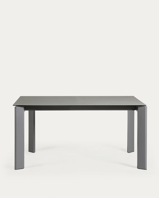 Axis porcelain extendable table in Hydra Lead finish with anthracite legs 160 (220) cm