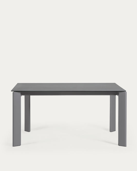 Axis extendable porcelain table with Volcano Rock finish and dark grey legs, 160 (220) cm