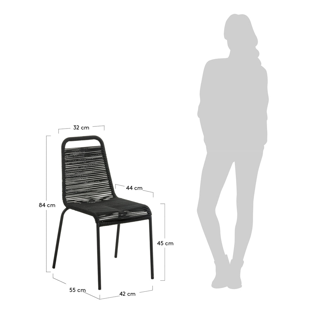 Lambton stackable chair in black rope steel with black finish