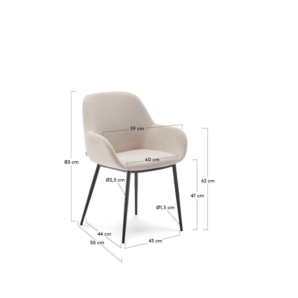 Konna chair in beige and steel legs in a painted black finish