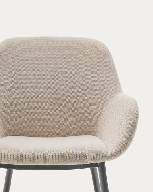 Konna chair in beige and steel legs in a painted black finish