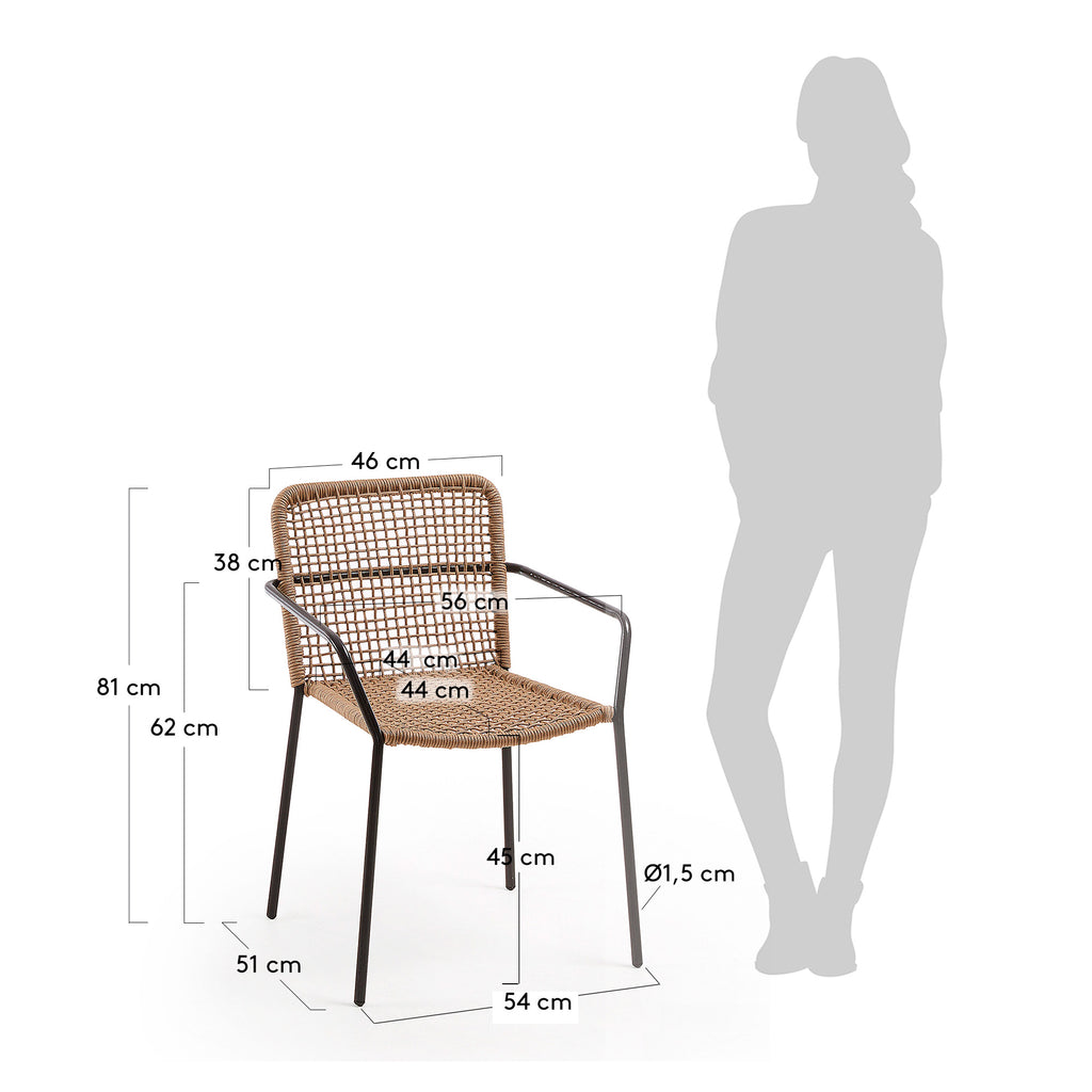 Ellen stackable chair in beige cord with galvanised steel