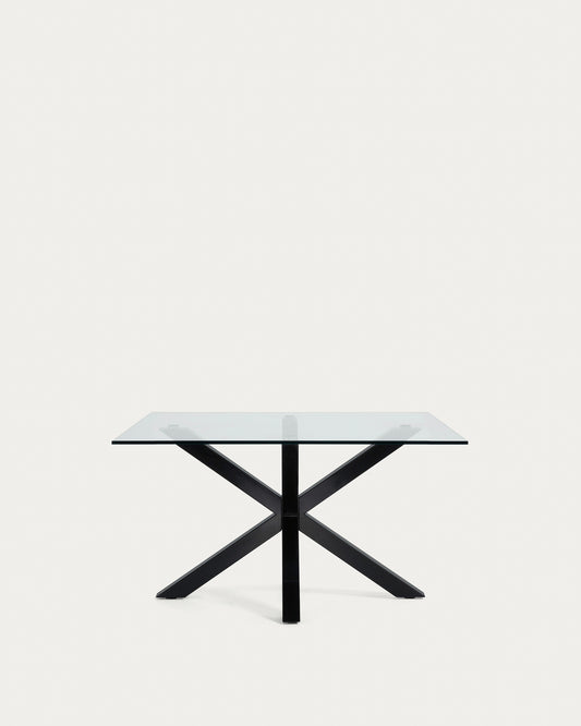 Argo coffee table glass black legs 130 x 70 cm
