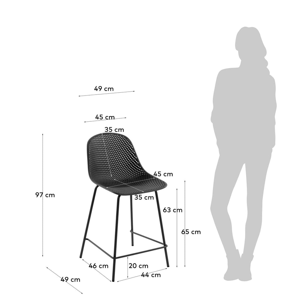 Quinby outdoor stool in grey, height 65 cm