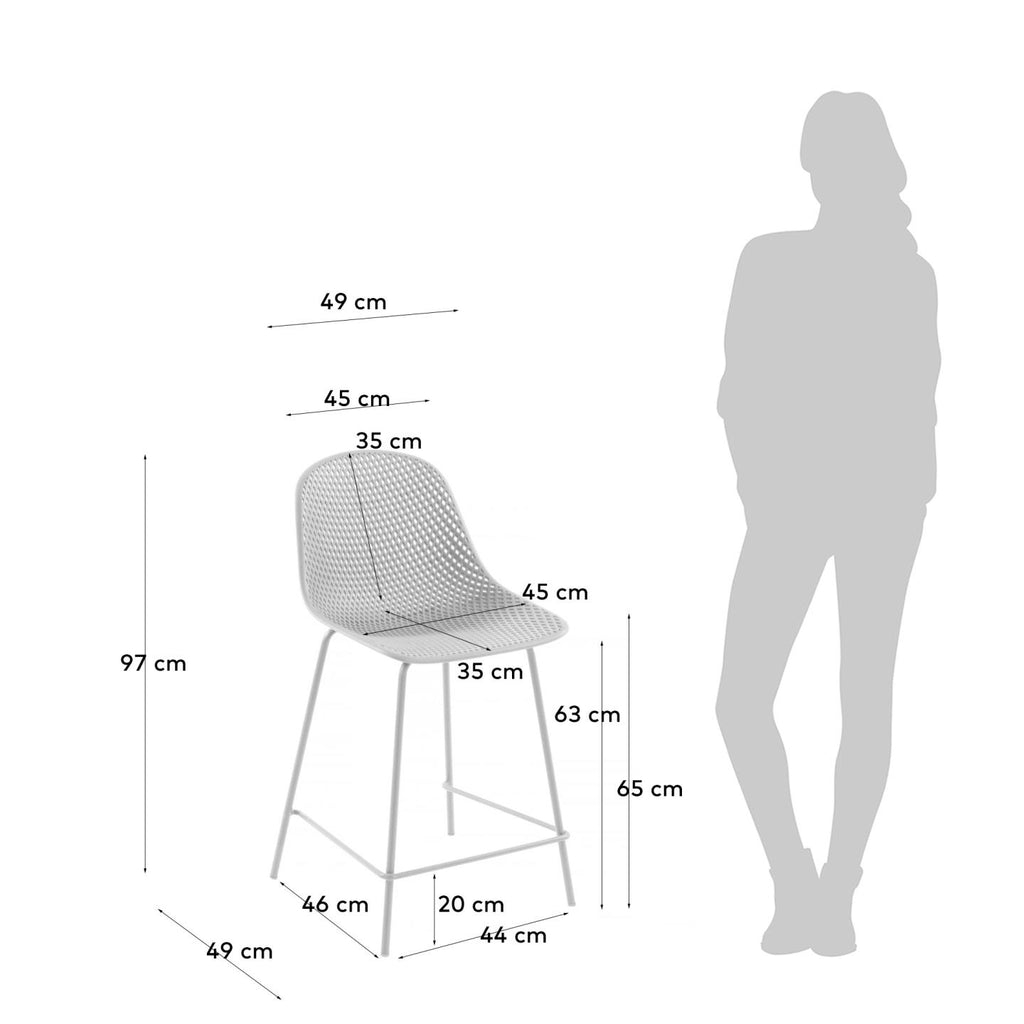 Quinby outdoor stool in white, height 65 cm