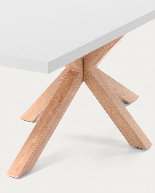 Argo table in melamine with white finish and wood-effect steel legs 160 x 100 cm