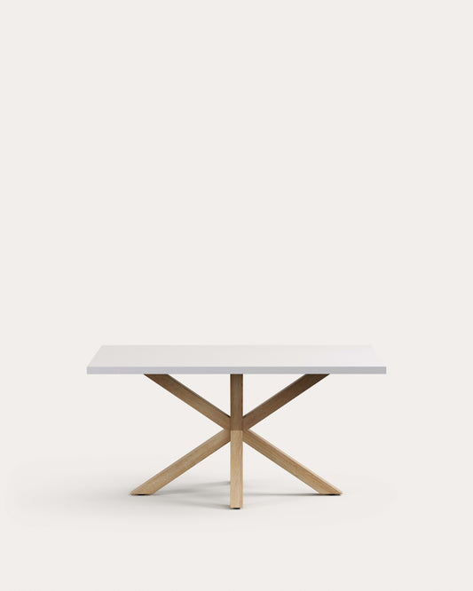 Argo table in melamine with white finish and wood-effect steel legs 160 x 100 cm
