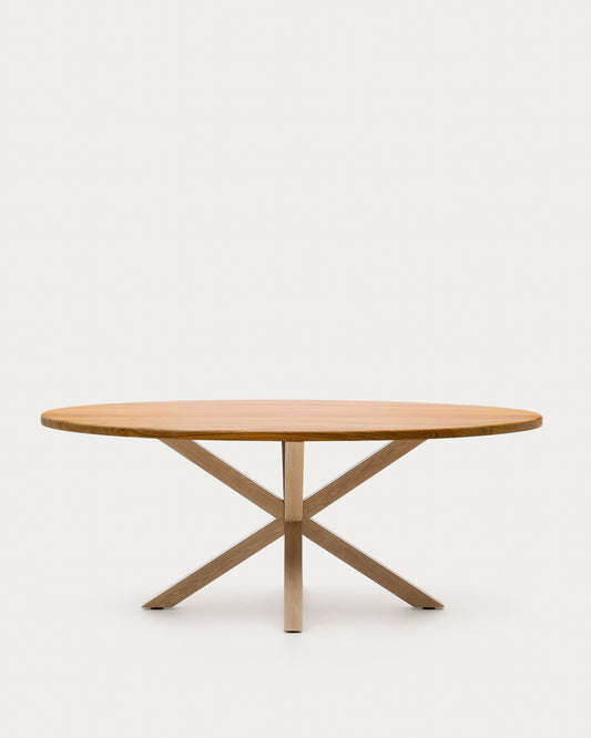 Argo oval table in solid acacia wood and wood-effect steel legs Ø 200 100 cm