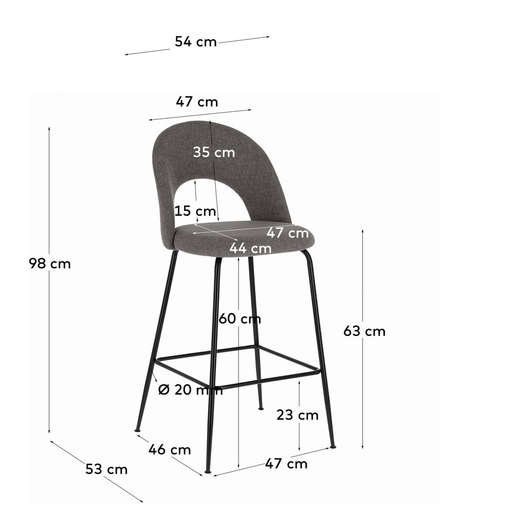Mahalia dark grey stool height 63 cm FSC 100%