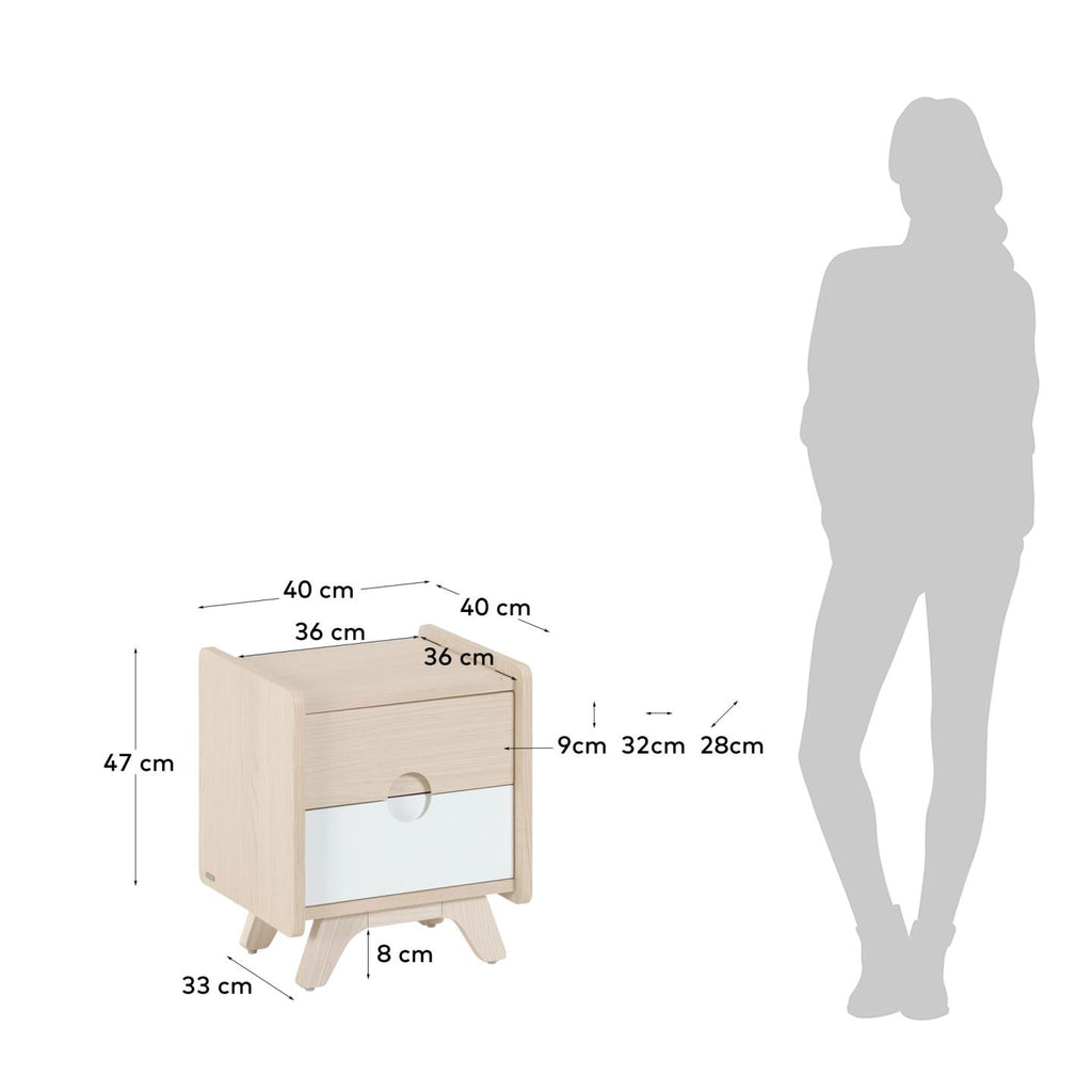 Nunila bedside table in ash veneer 40 x 46 cm FSC 100%