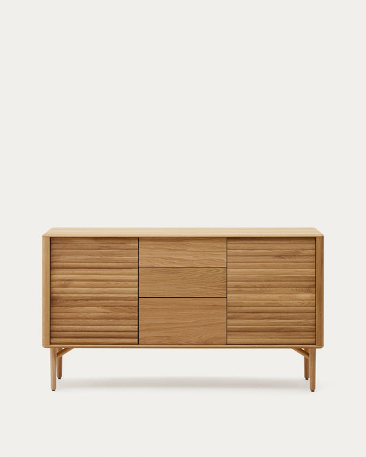 Lenon oak wood and veneer sideboard with 2 doors & 3 drawers, 155 x 86 cm FSC MIX Credit