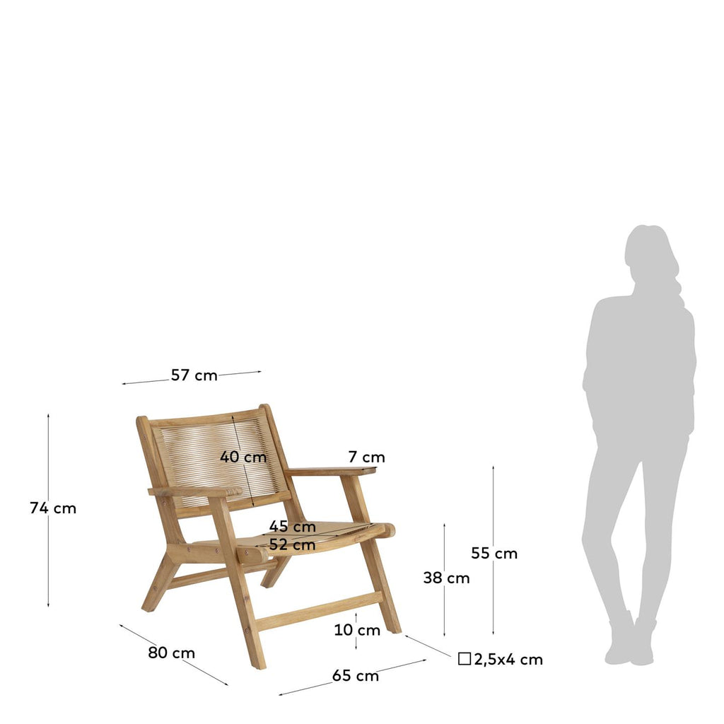Geralda acacia wood armchair with natural finish FSC 100%