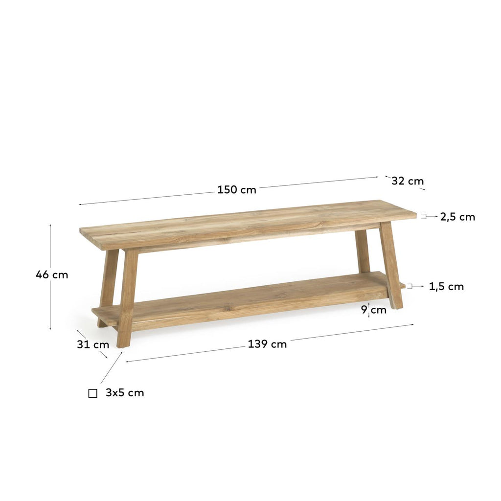 Safara solid recycled teak bench 150 cm