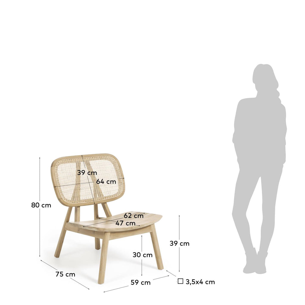 Nadra solid teak wood and rattan armchair