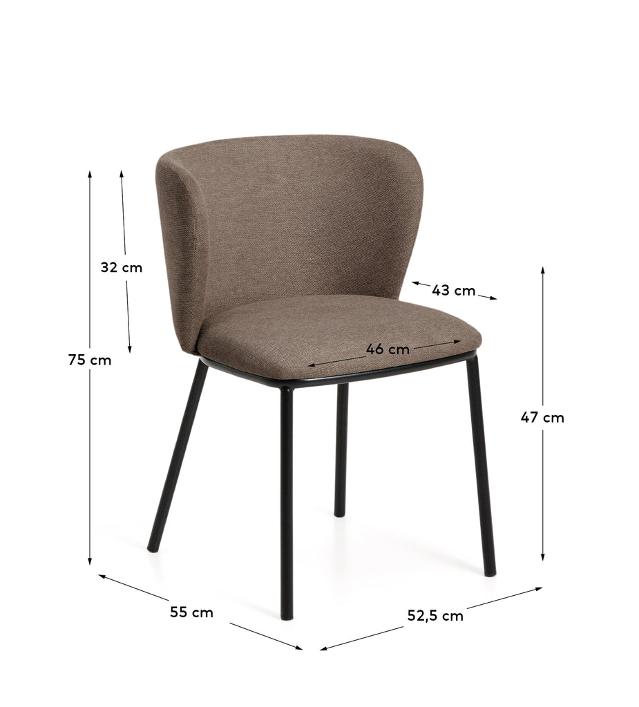 Ciselia flame-retardant chair in light brown chenille and steel legs with black finish FSC Mix Credit