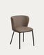 Ciselia flame-retardant chair in light brown chenille and steel legs with black finish FSC Mix Credit