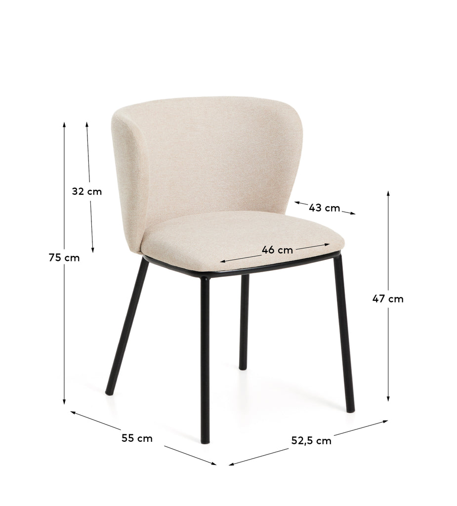 Ciselia flame-retardant chair beige chenille and solid ash wood natural tone finish FSC Mix Credit