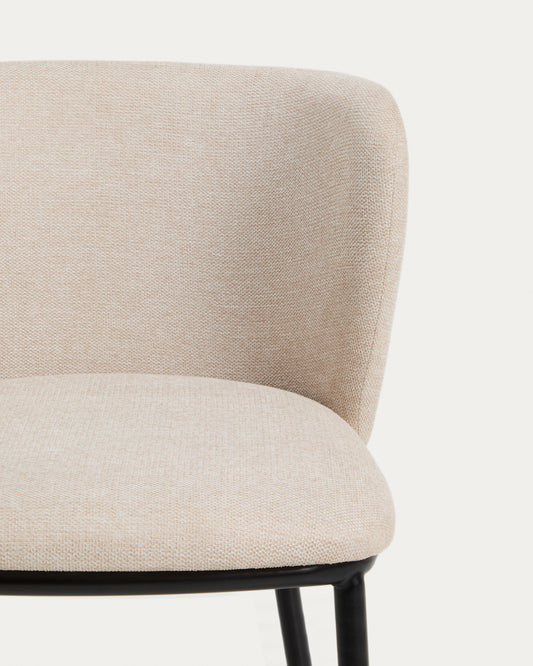 Ciselia flame-retardant chair beige chenille and black steel legs FSC Mix Credit