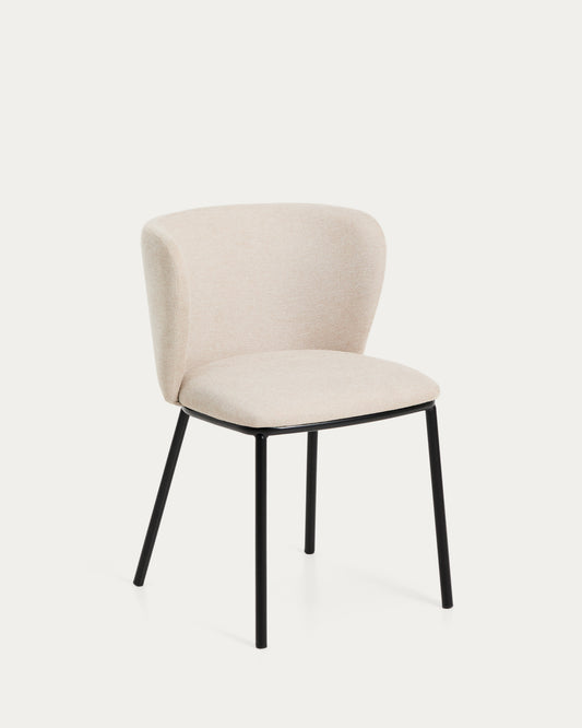 Ciselia flame-retardant chair beige chenille and black steel legs FSC Mix Credit